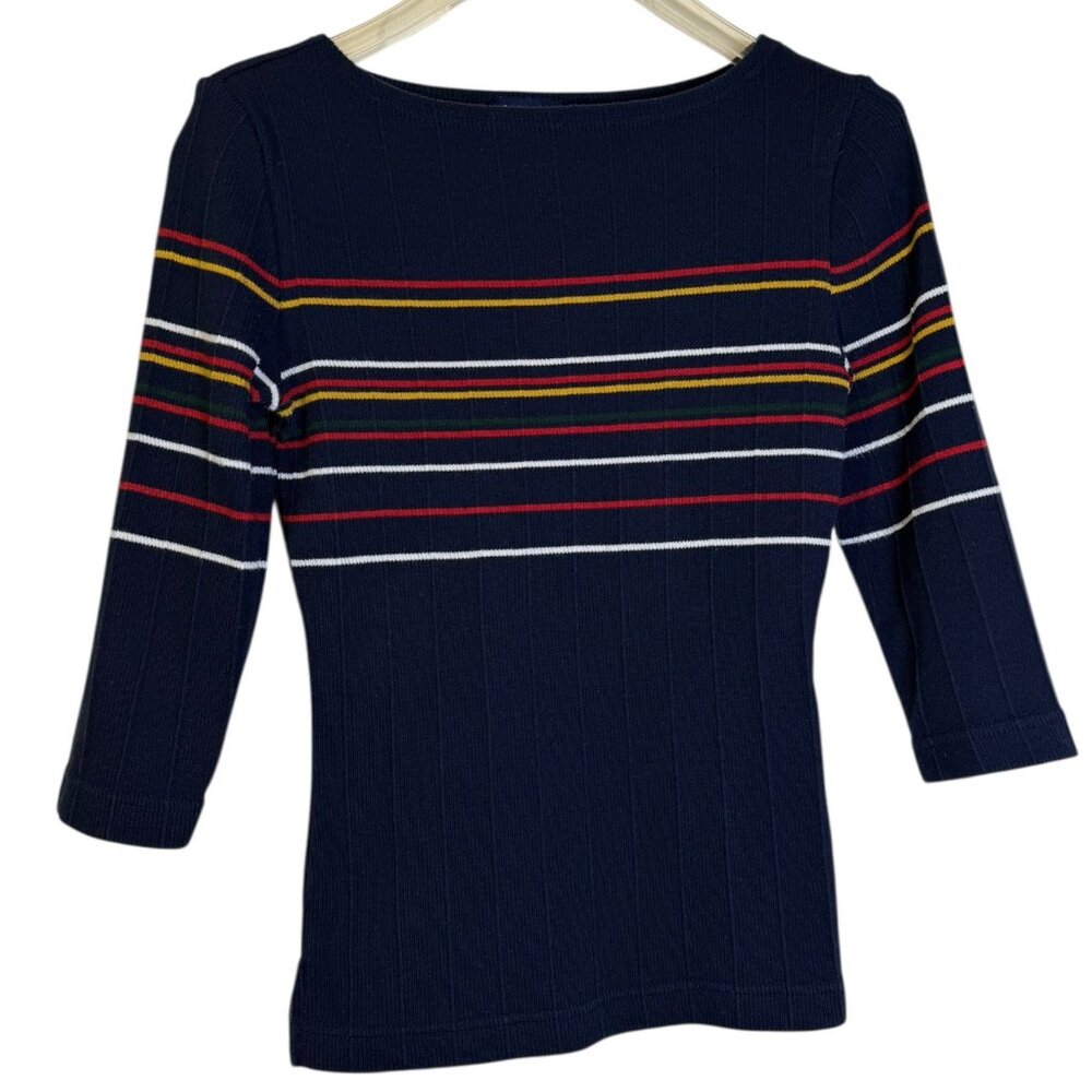 Vintage Y2K Limited Too‎ Navy Striped Ribbed Knit Top - Girls Size Large 14